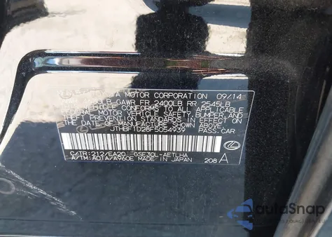 2015 Lexus Is 250 из США, поврежденный, VIN JTHBF1D28F5054939